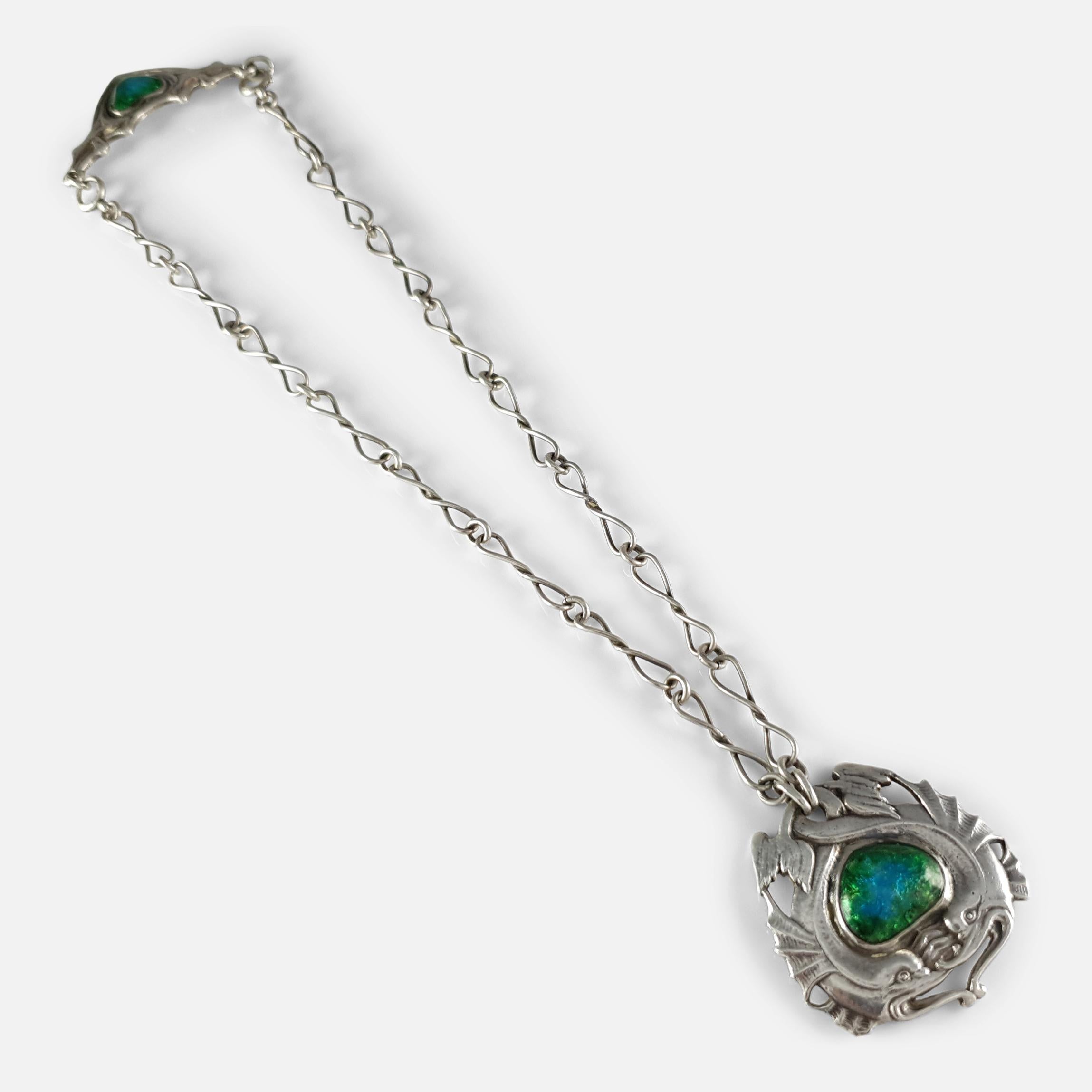 Silver and Enamel Necklace, Ramsden & Carr, 1904 In Good Condition For Sale In Glasgow, GB