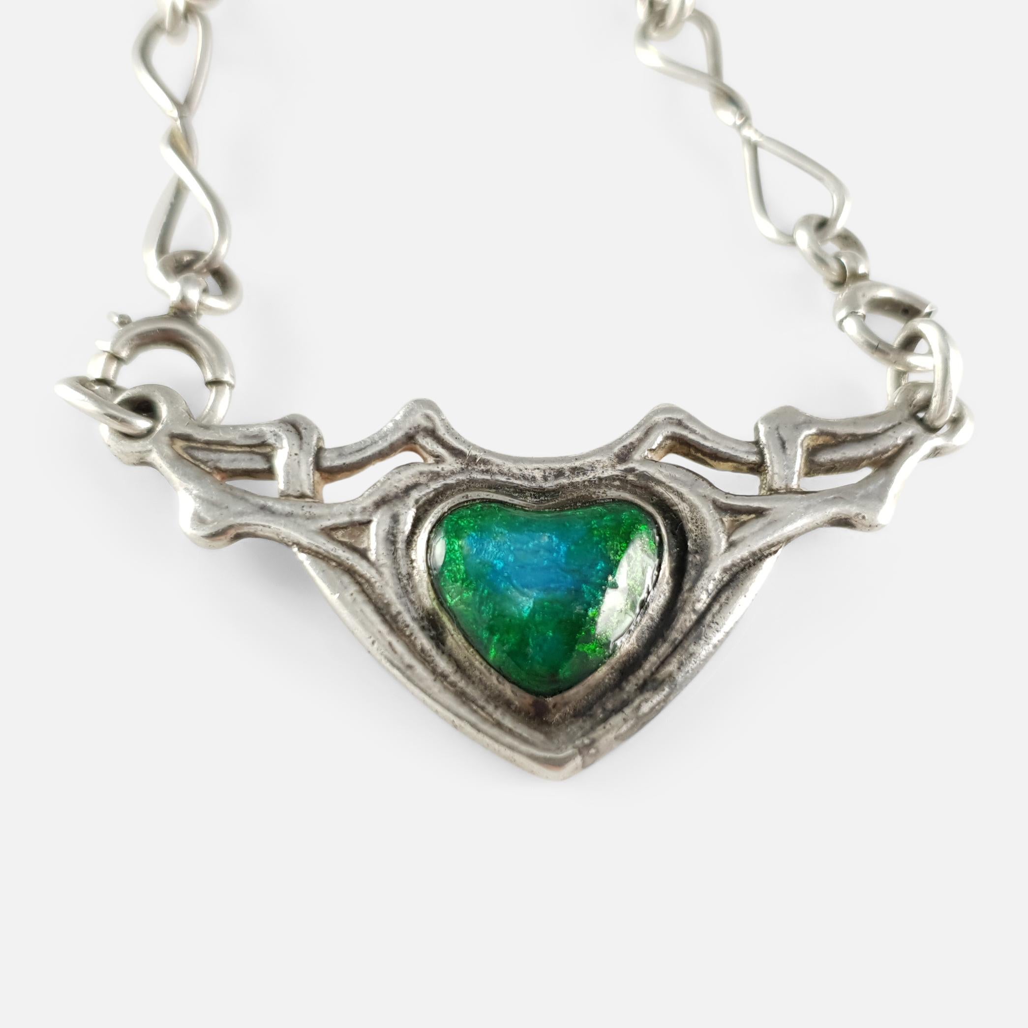 Silver and Enamel Necklace, Ramsden & Carr, 1904 For Sale 1