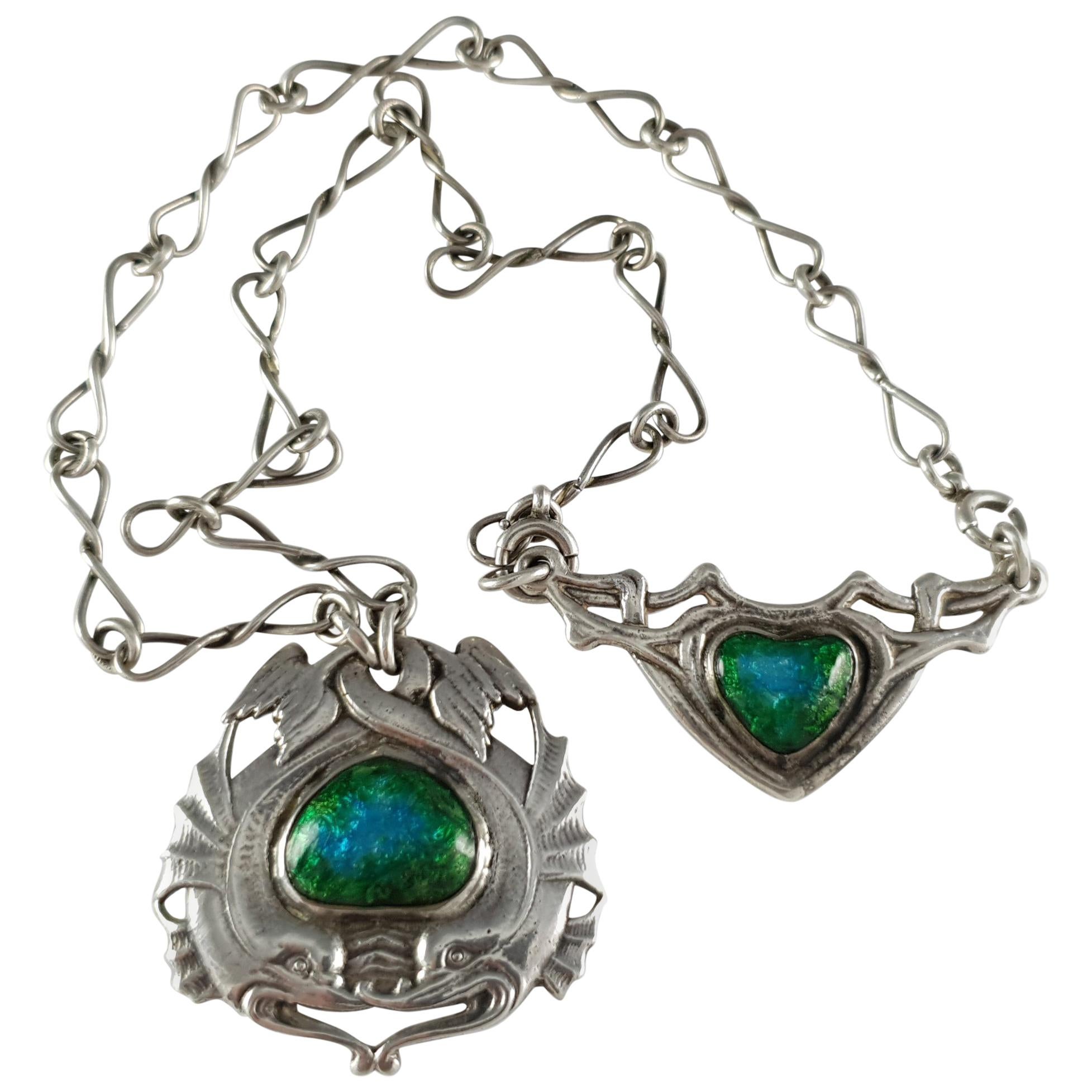 Silver and Enamel Necklace, Ramsden & Carr, 1904 For Sale