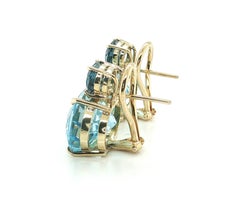 London Blue and Swiss Blue Topaz Earrings in 18k Yellow Gold