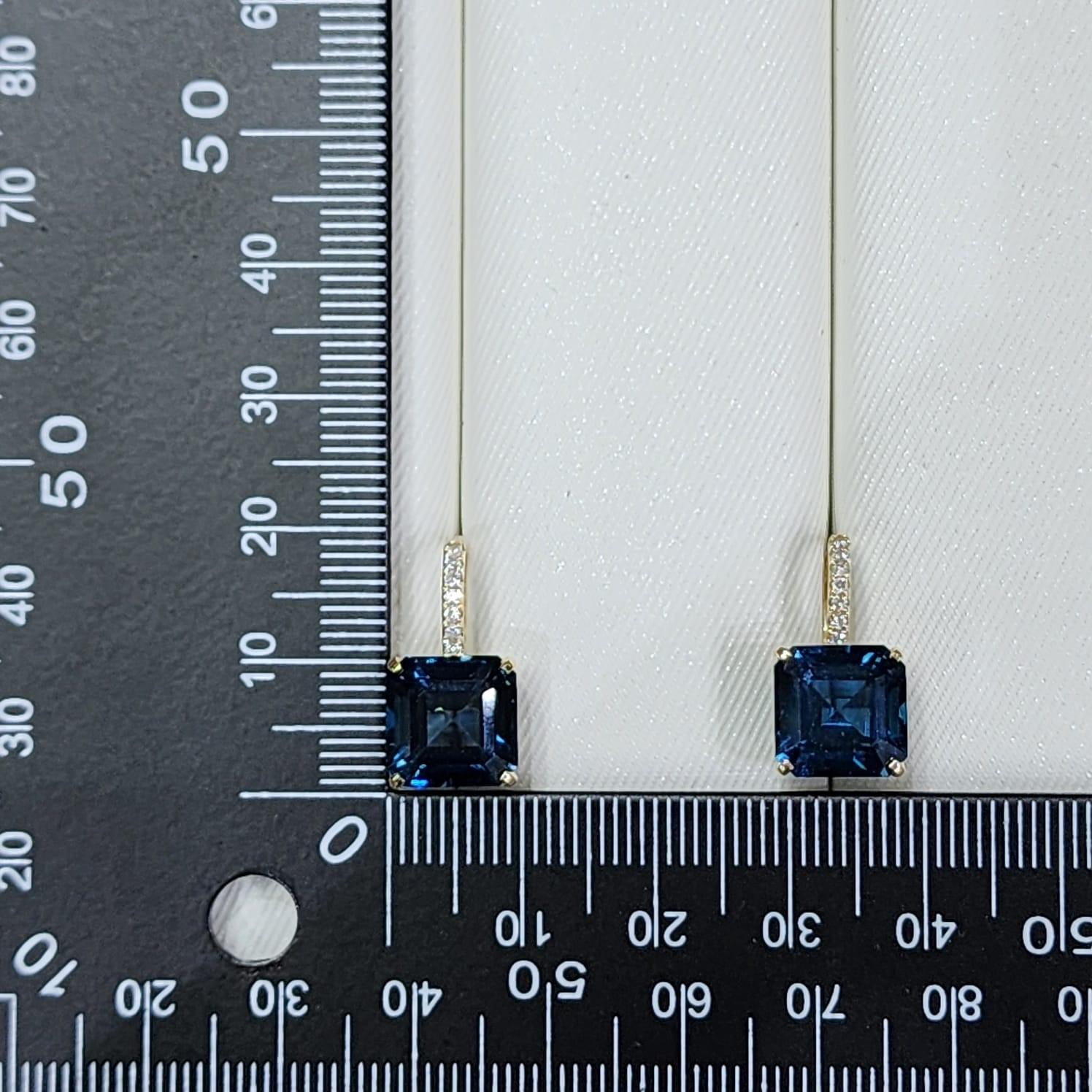 Londoner blau-blauer Topas-Tropfen-Ohrring aus 14K Gelbgold Damen