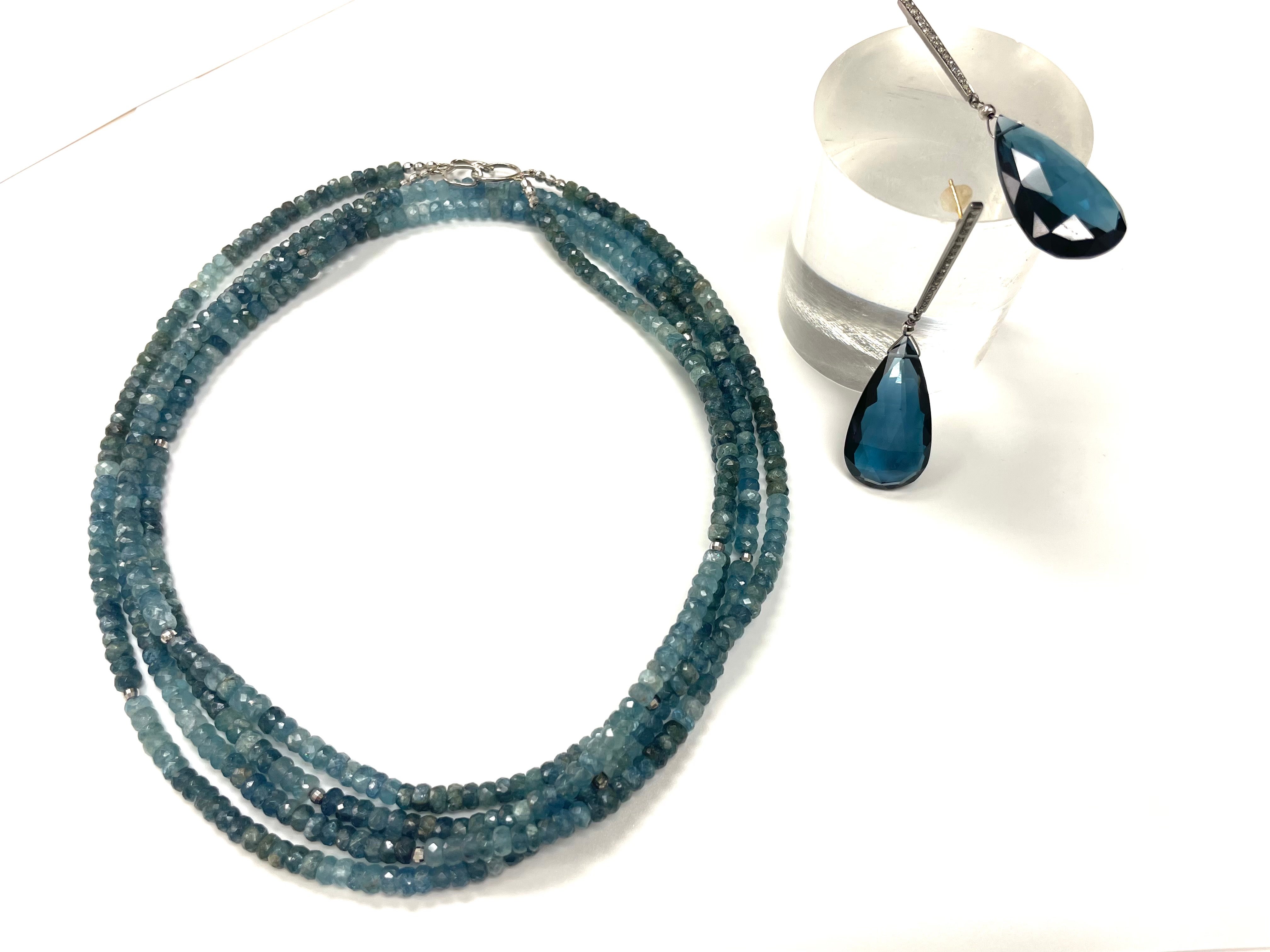 Artisan London Blue Quartz and Diamond Paradizia Earrings For Sale