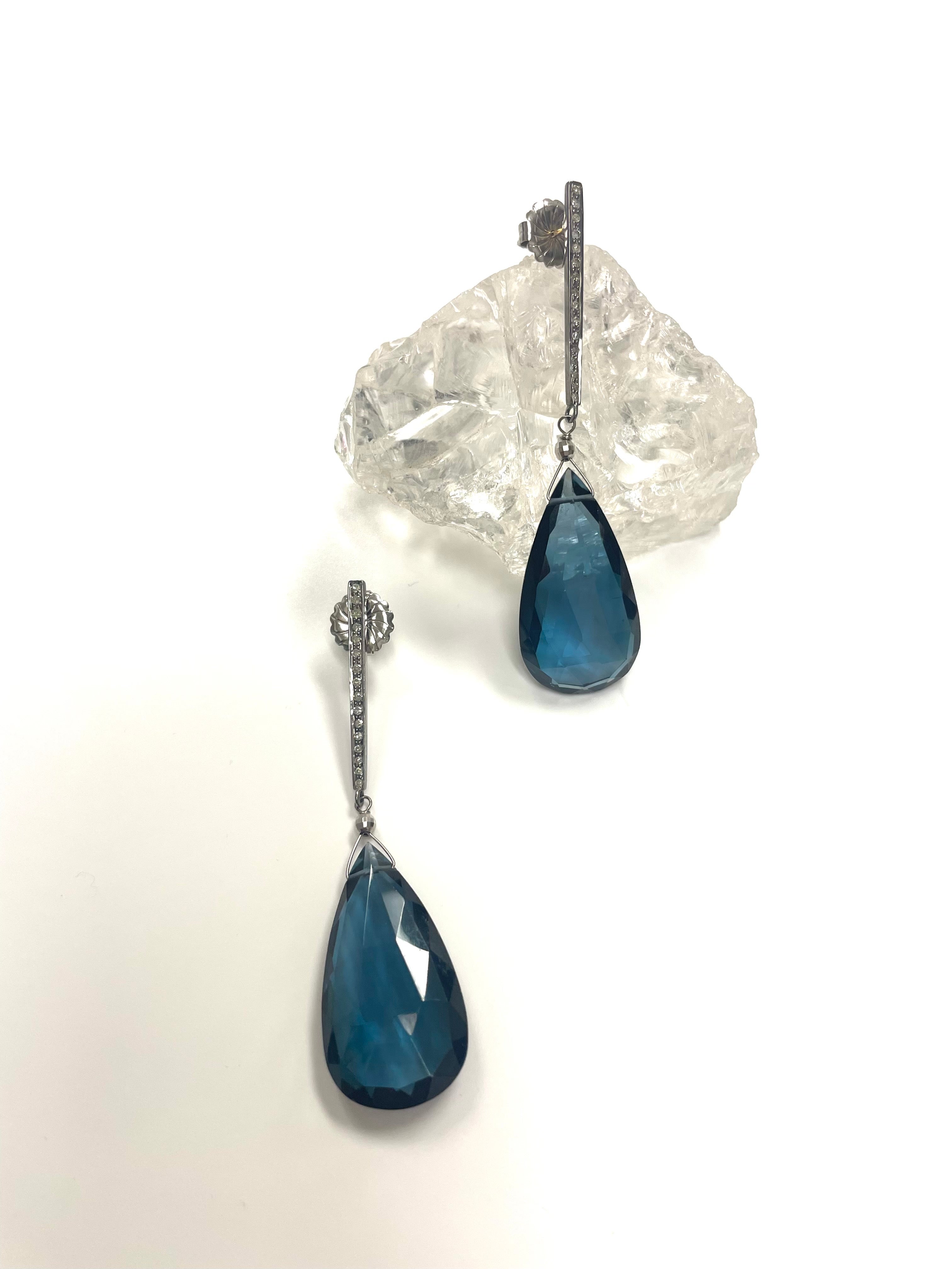 Women's London Blue Quartz and Diamond Paradizia Earrings For Sale