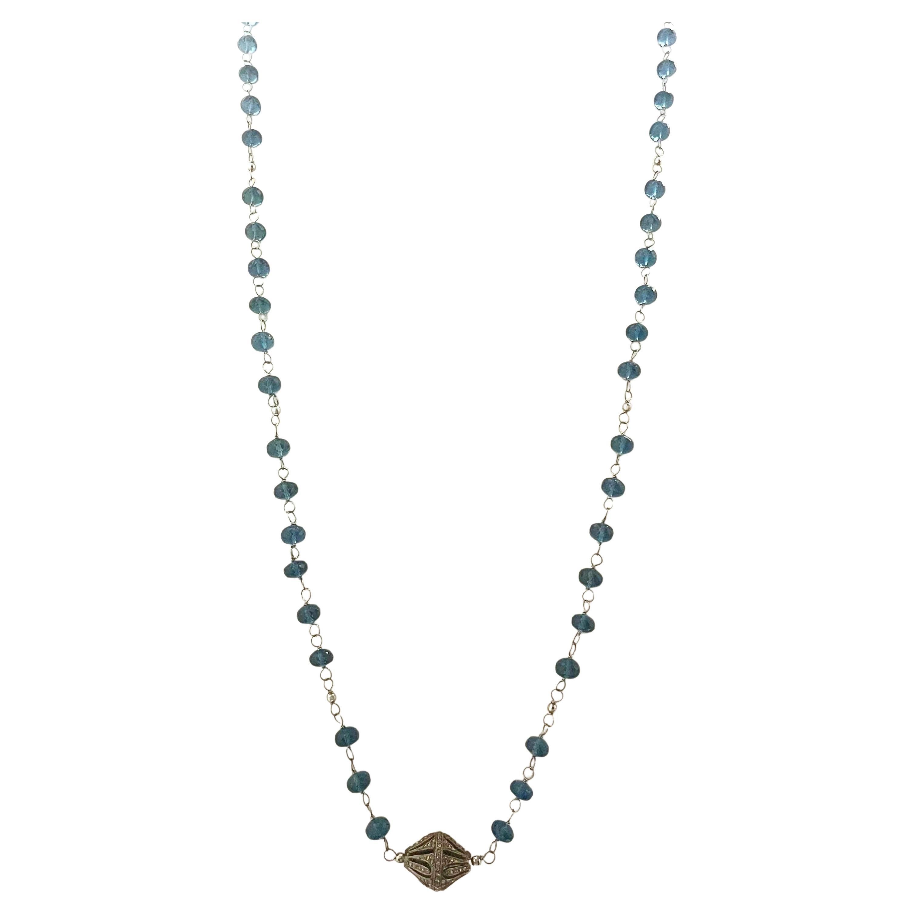 London Blue Quartz and Diamond Paradizia Necklace For Sale 5