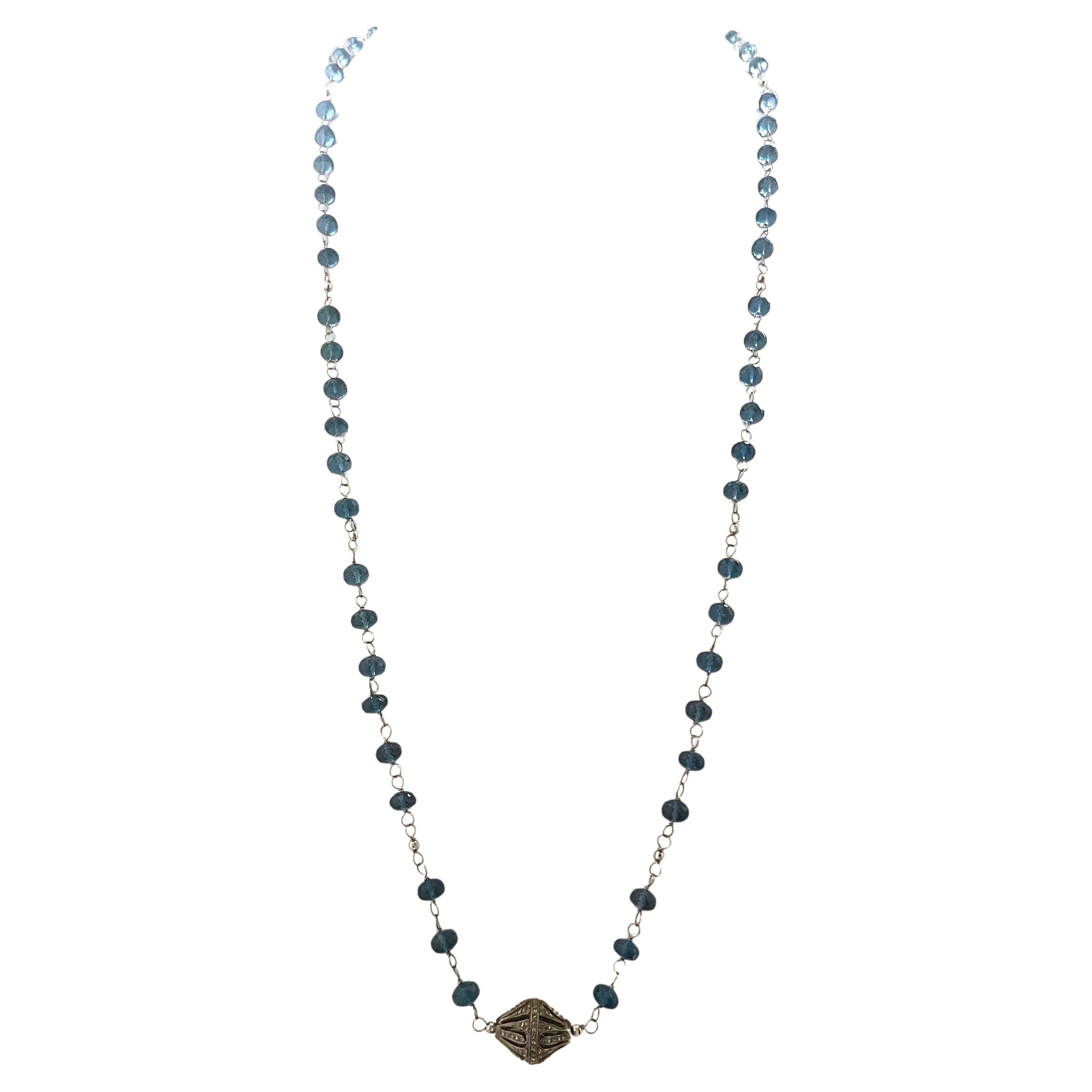 London Blue Quartz and Diamond Paradizia Necklace For Sale