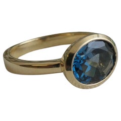 Anello in oro giallo London Blue Topaz 14kt - Misura 7