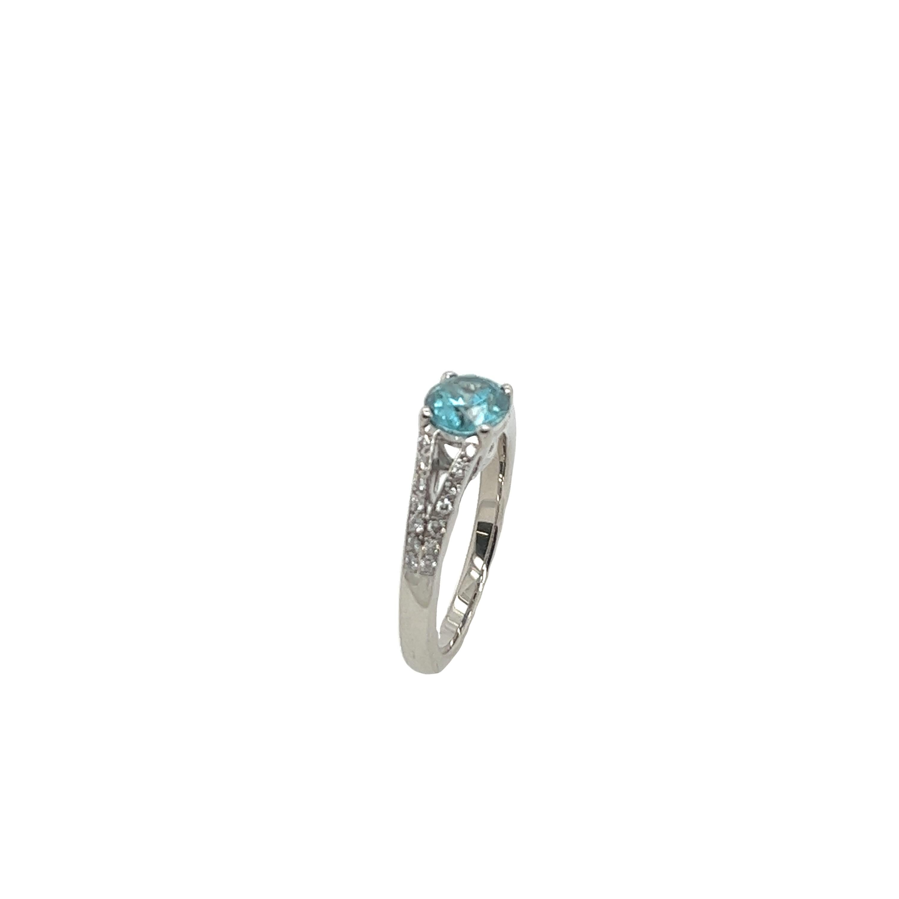 Women's London Blue Topaz and Diamond Ring Set In 18ct White Gold For Sale