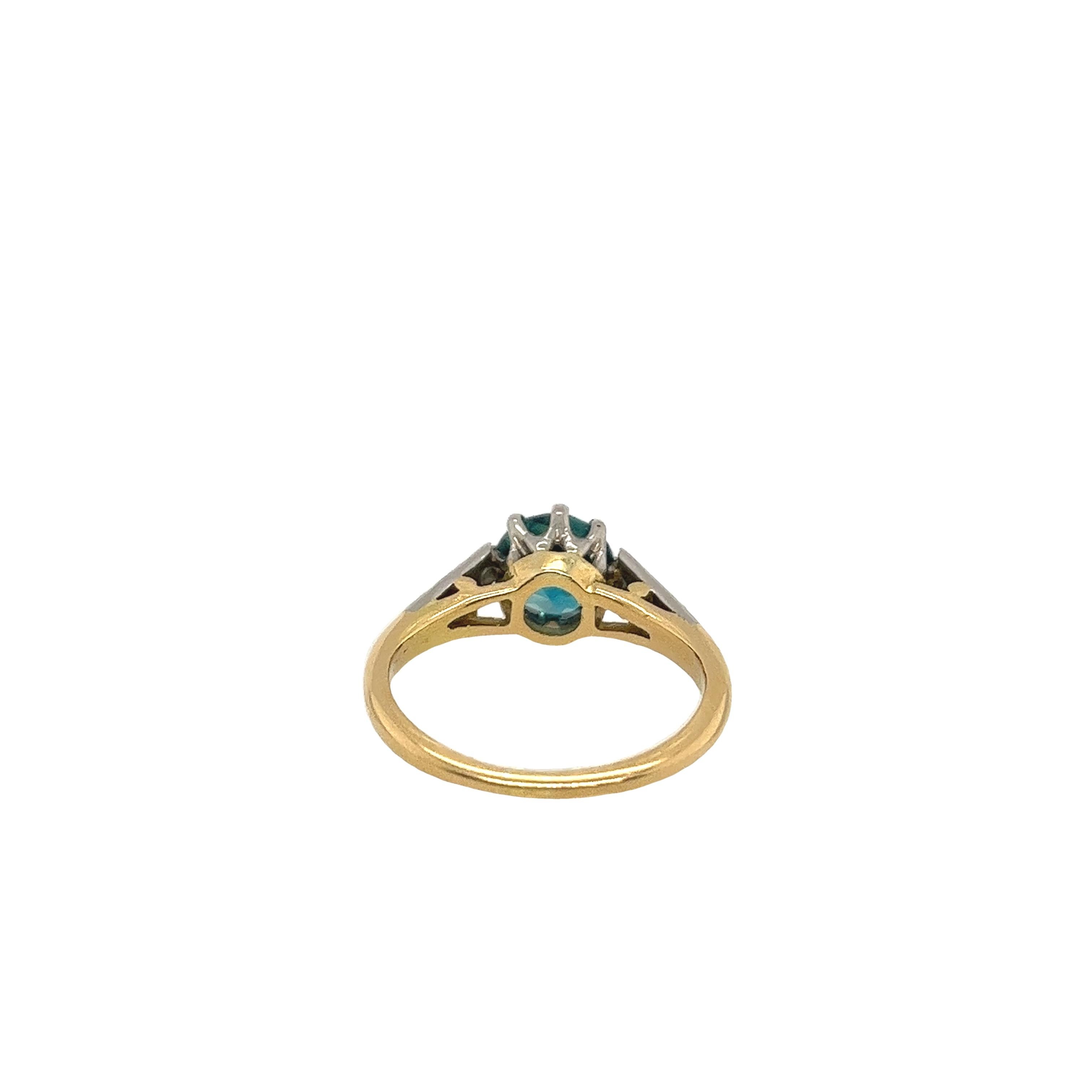 Women's London Blue Topaz and Diamond Ring Set In 18ct Yellow & White Gold For Sale