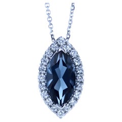 Halskette "London" aus blauem Topas und Diamanten