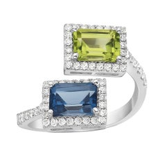 London Blue Topaz and Peridot Diamond Ring