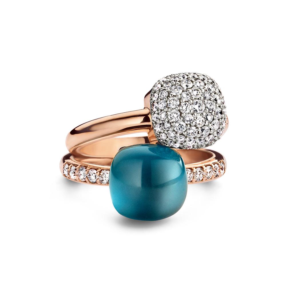 For Sale:  London Blue Topaz and White Diamonds Ring in 18kt Rose Gold 3