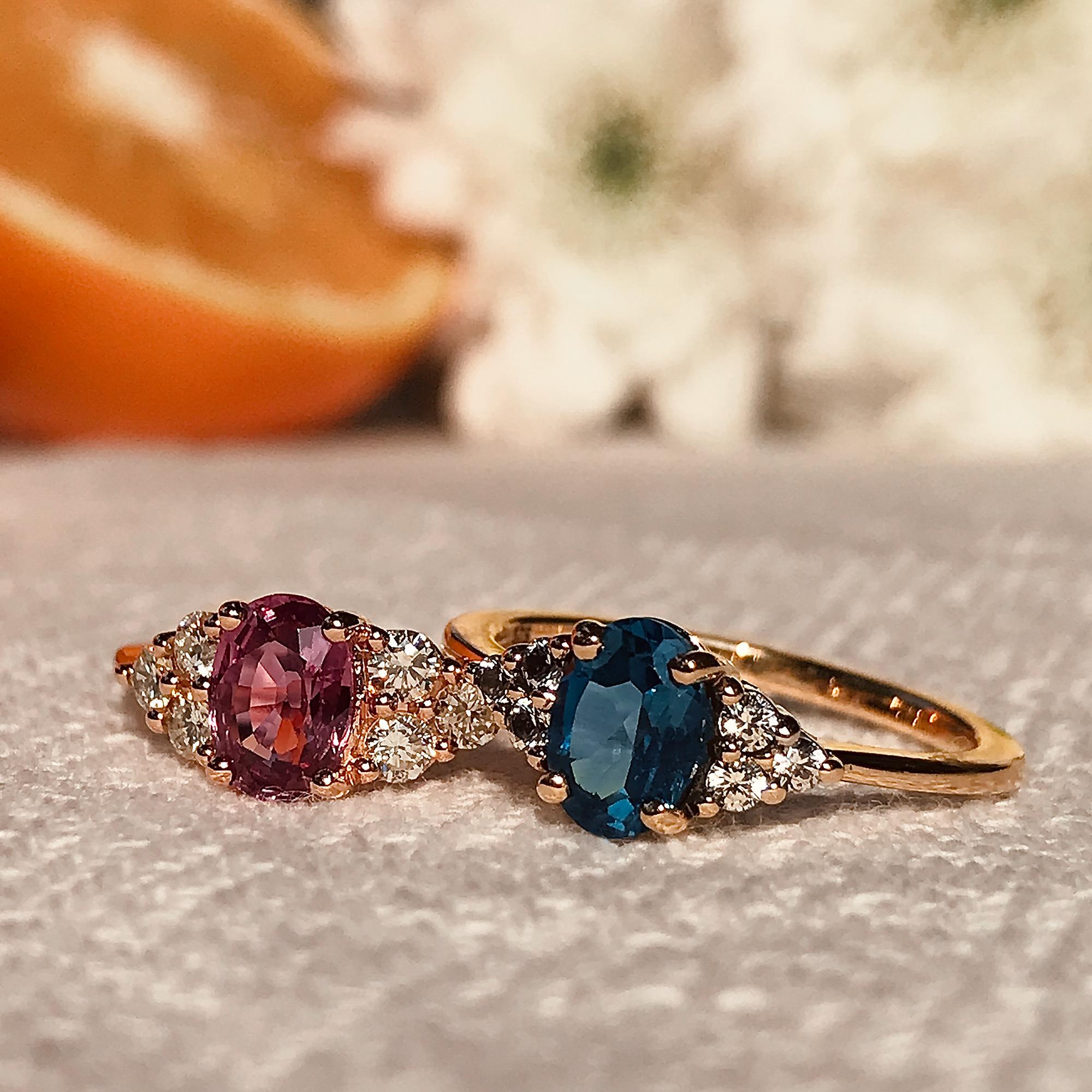 A London blue topaz and white sapphire ring, handmade from 9k yellow gold. The center stone is flanked by 3 white sapphires on each sides, all set in prong setting. A lovely piece that you can wear every day. 

Ring Information
Style: Vintage
Metal:
