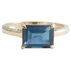London Blue Topaz Baguette 14kt Yellow Gold Ring - Size 7
