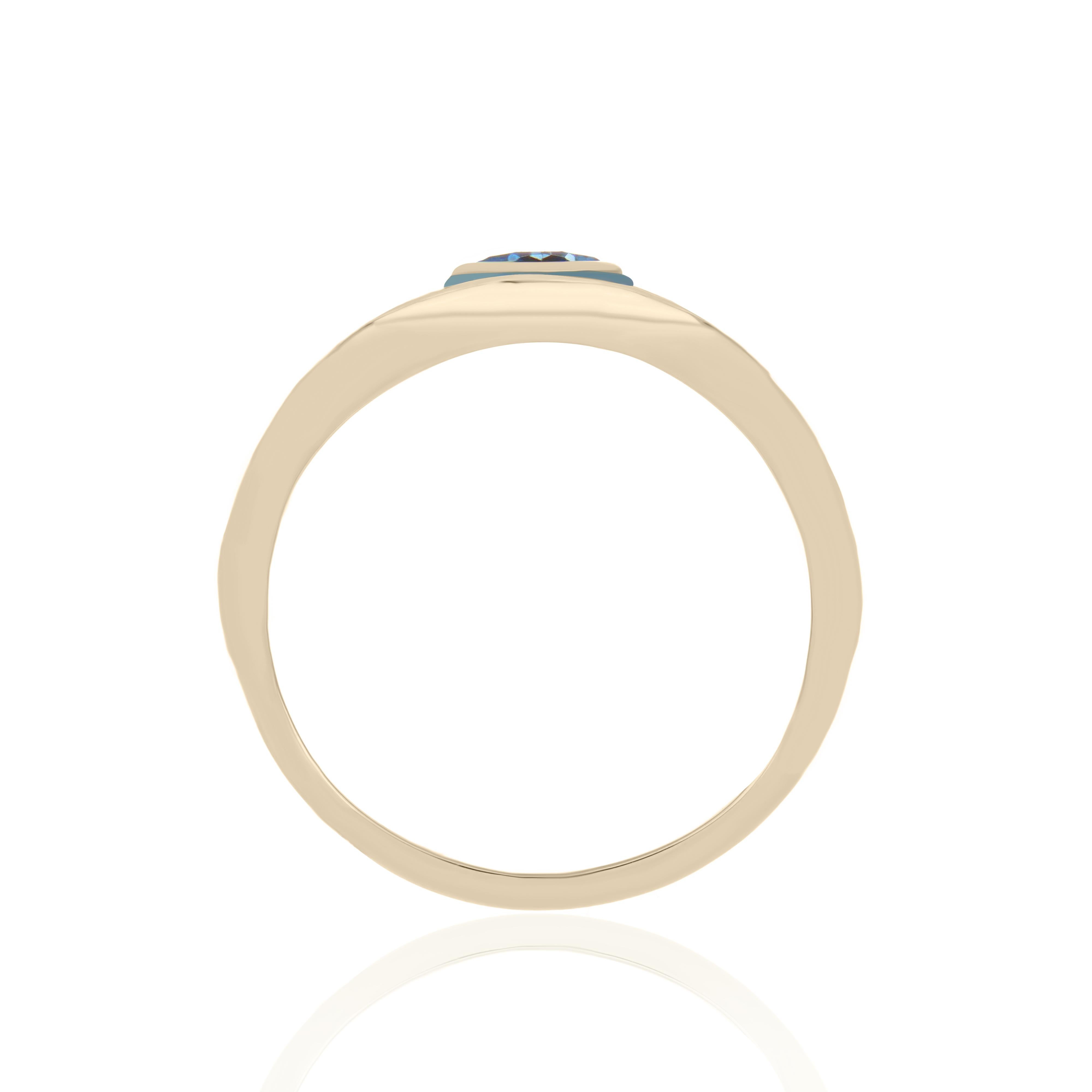 En vente :  Bague London en or jaune 14 carats avec topaze bleue, saphir bleu, émail et diamants 5