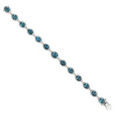 London Blue Topaz Bracelet With Diamonds Made In 14k White Gold