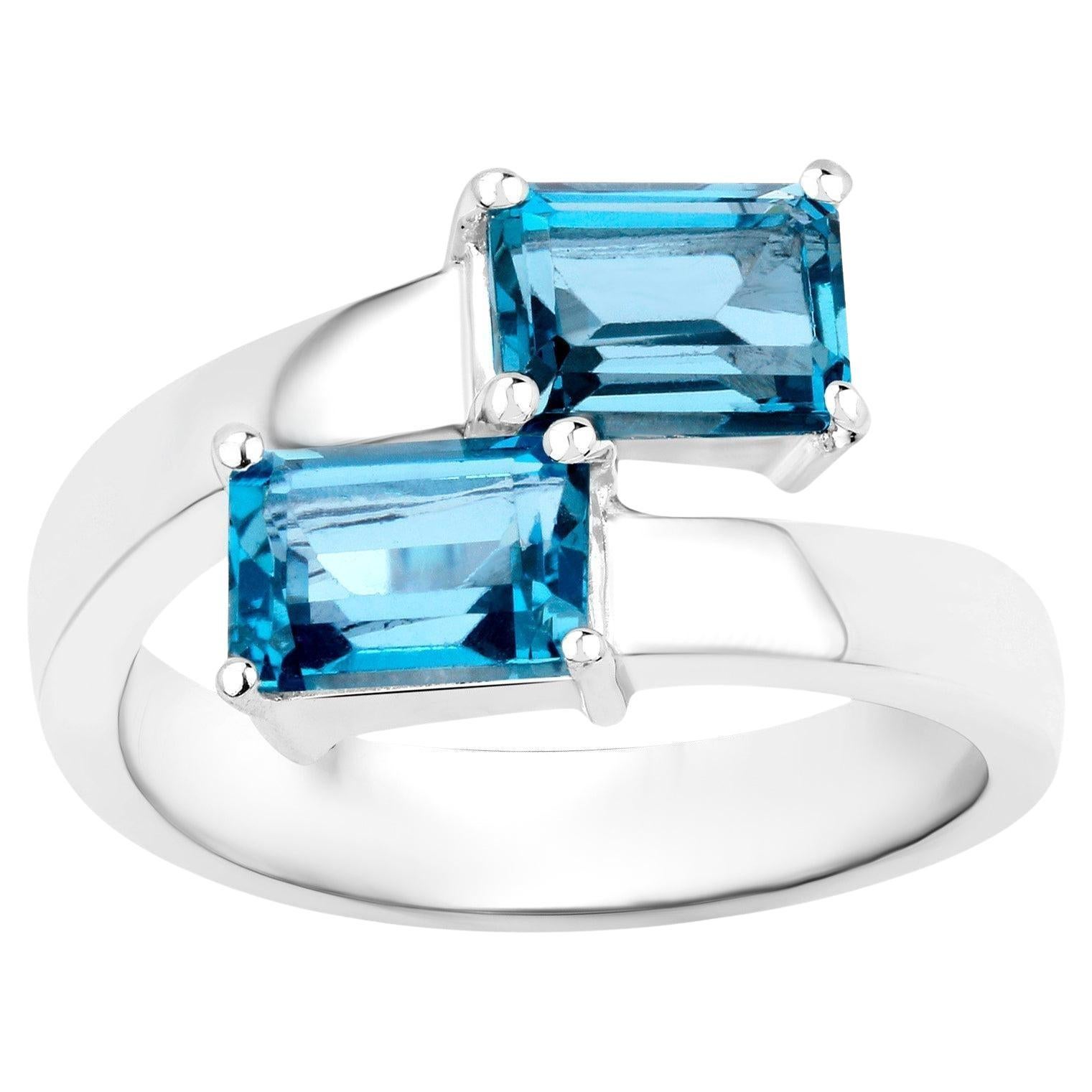 London Blue Topaz Bypass Ring 2.44 Carats For Sale