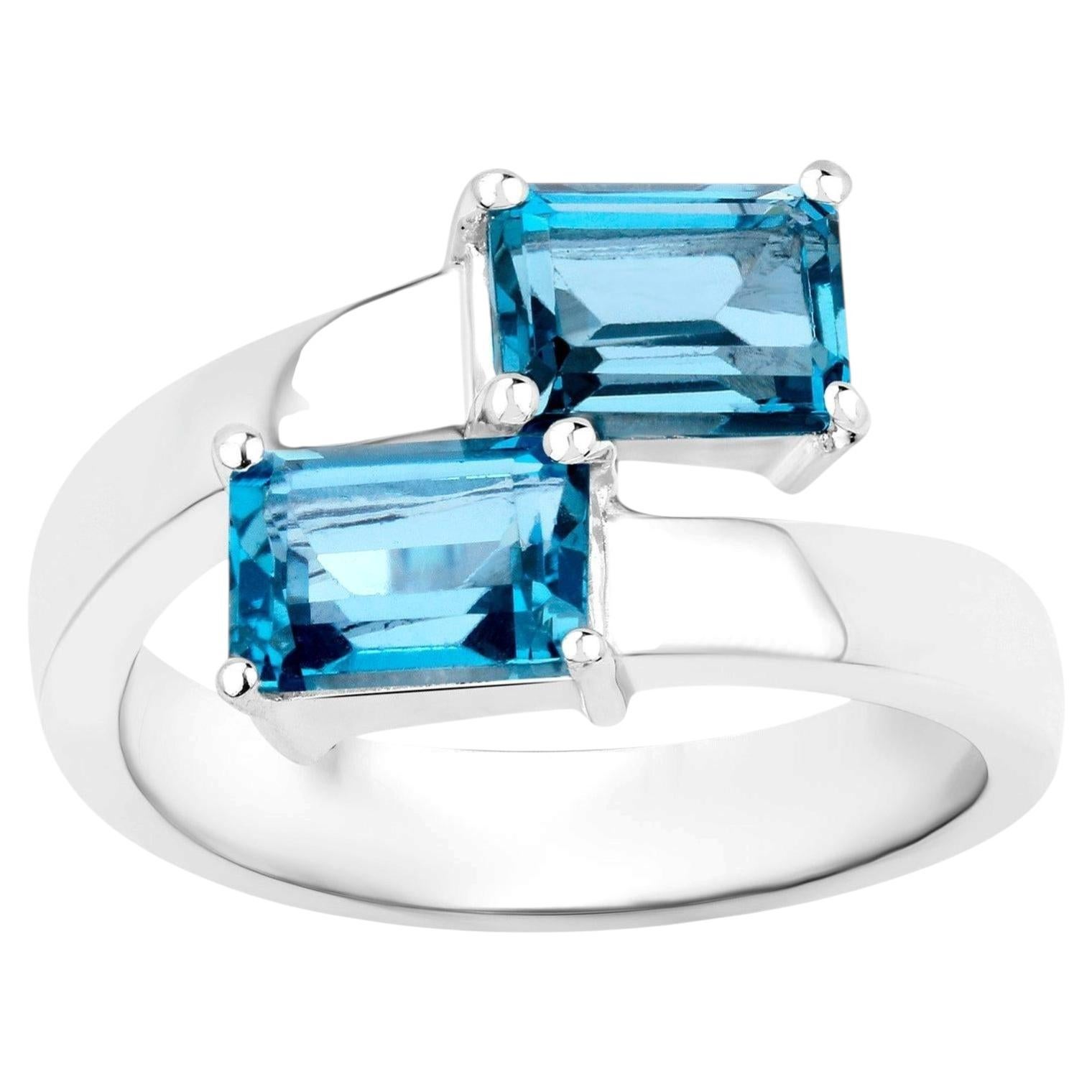 London Blue Topaz Bypass Ring 2.44 Carats