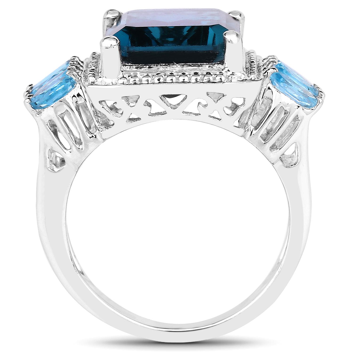 London Blue Topaz Cocktail Ring Swiss Blue Topaz Setting 8.25 Carats In Excellent Condition For Sale In Aliso Viejo, CA