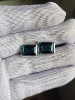 Gemelli con topazio blu di Londra, ottagono 10x14