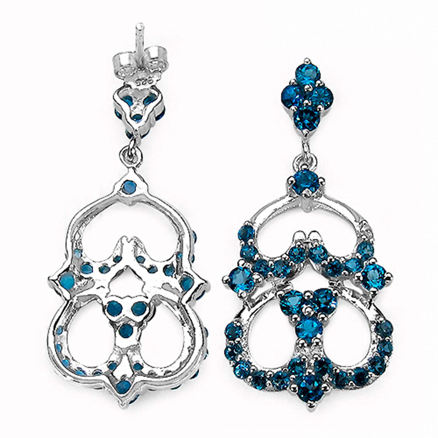 Contemporaneo Orecchini pendenti con topazio blu di Londra 4,8 carati A. Silver in vendita