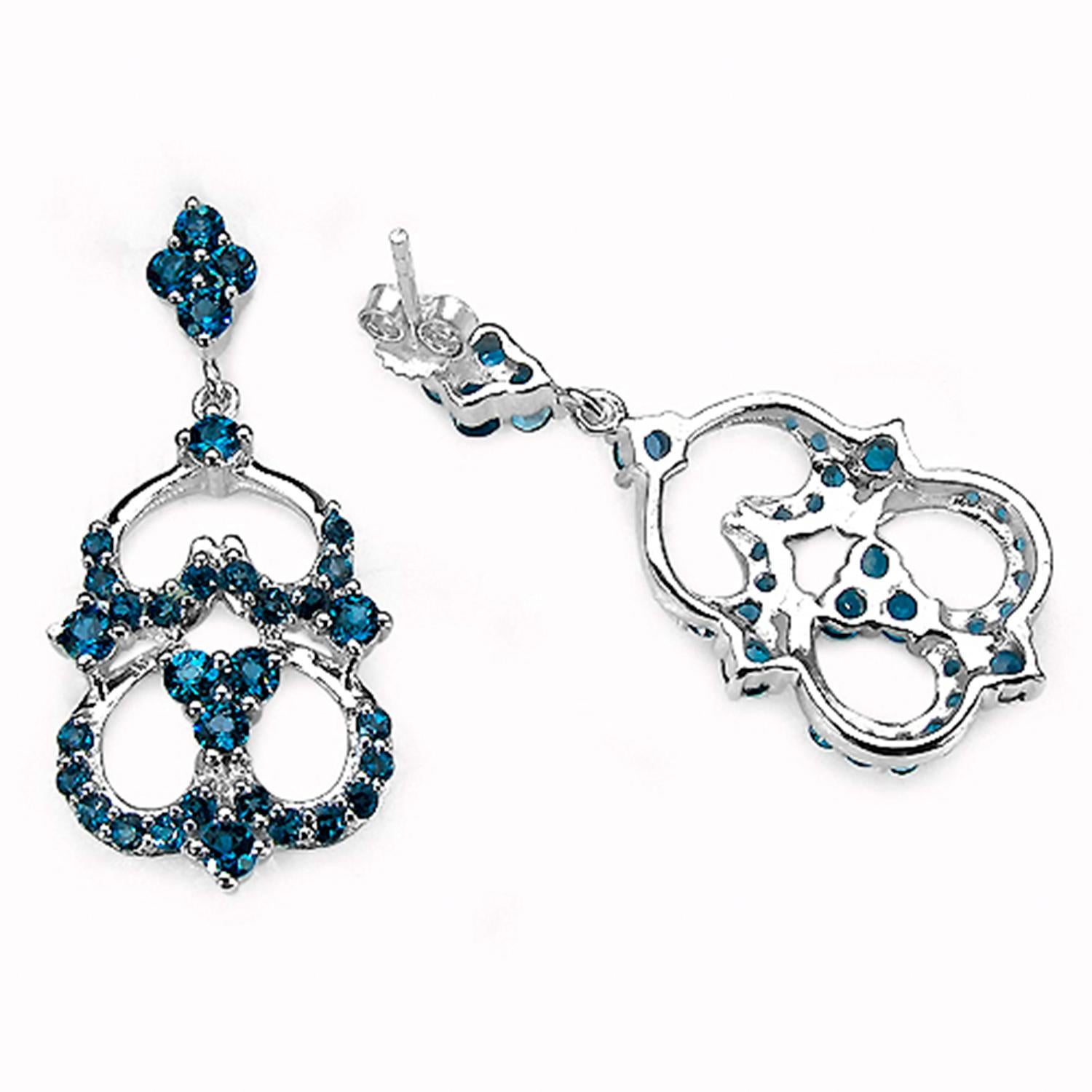 Orecchini pendenti con topazio blu di Londra 4,8 carati A. Silver In condizioni ottime in vendita a Punta Gorda, FL