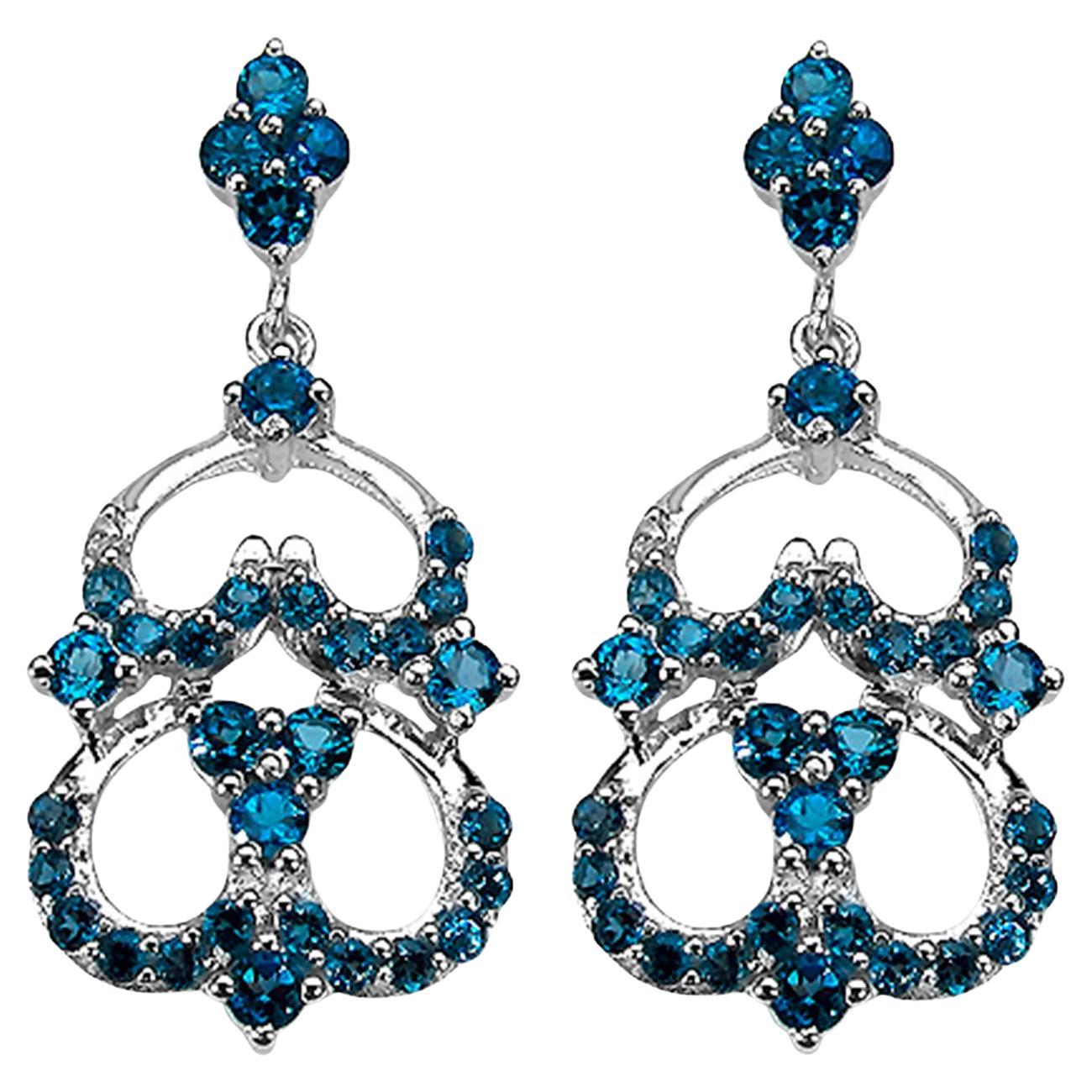 Orecchini pendenti con topazio blu di Londra 4,8 carati A. Silver