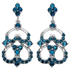 Orecchini pendenti con topazio blu di Londra 4,8 carati A. Silver