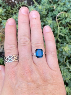 London Blue Topaz & Diamond 7 Carats 14 Karat White Gold Bold Statement Ring