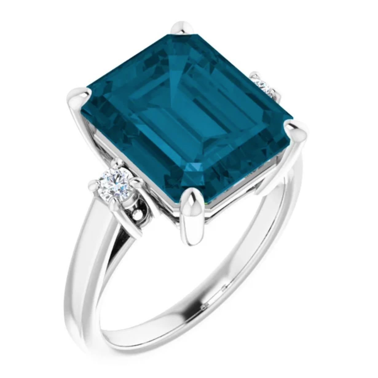 Im Angebot: Londoner Blautopas und Diamantring 9,05 Karat 14 Karat Weißgold Mitternachtsblau () 3