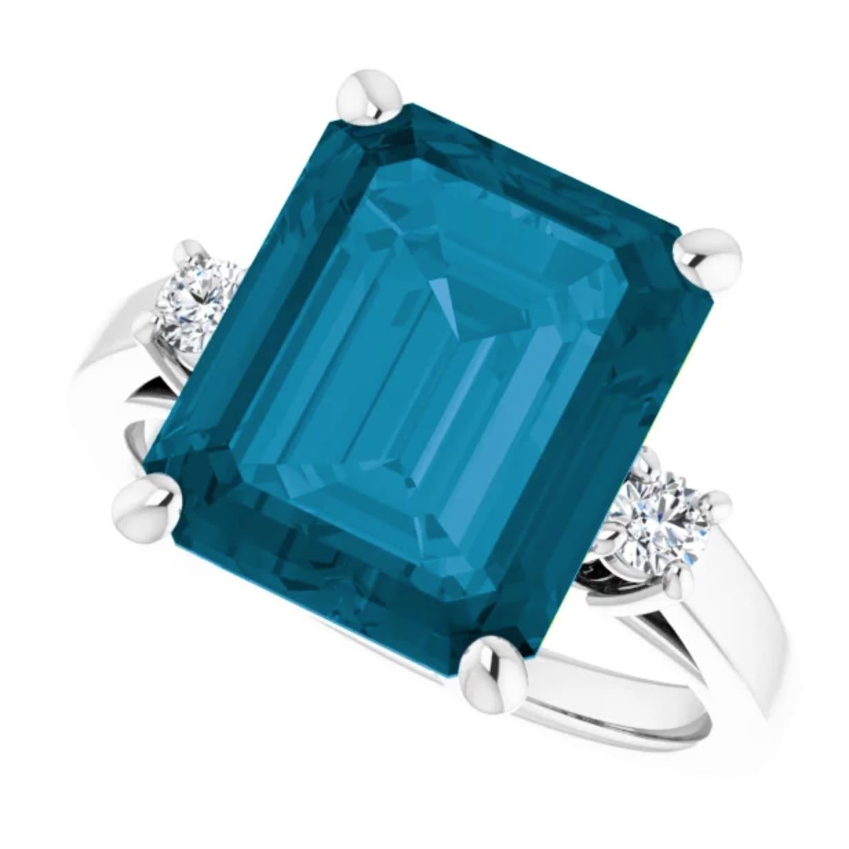 Im Angebot: Londoner Blautopas und Diamantring 9,05 Karat 14 Karat Weißgold Mitternachtsblau () 5