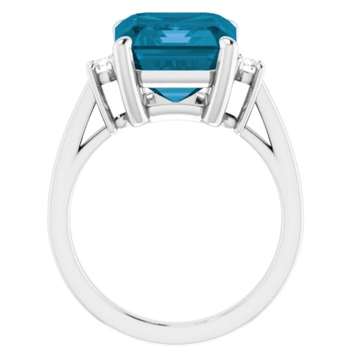 Im Angebot: Londoner Blautopas und Diamantring 9,05 Karat 14 Karat Weißgold Mitternachtsblau () 6