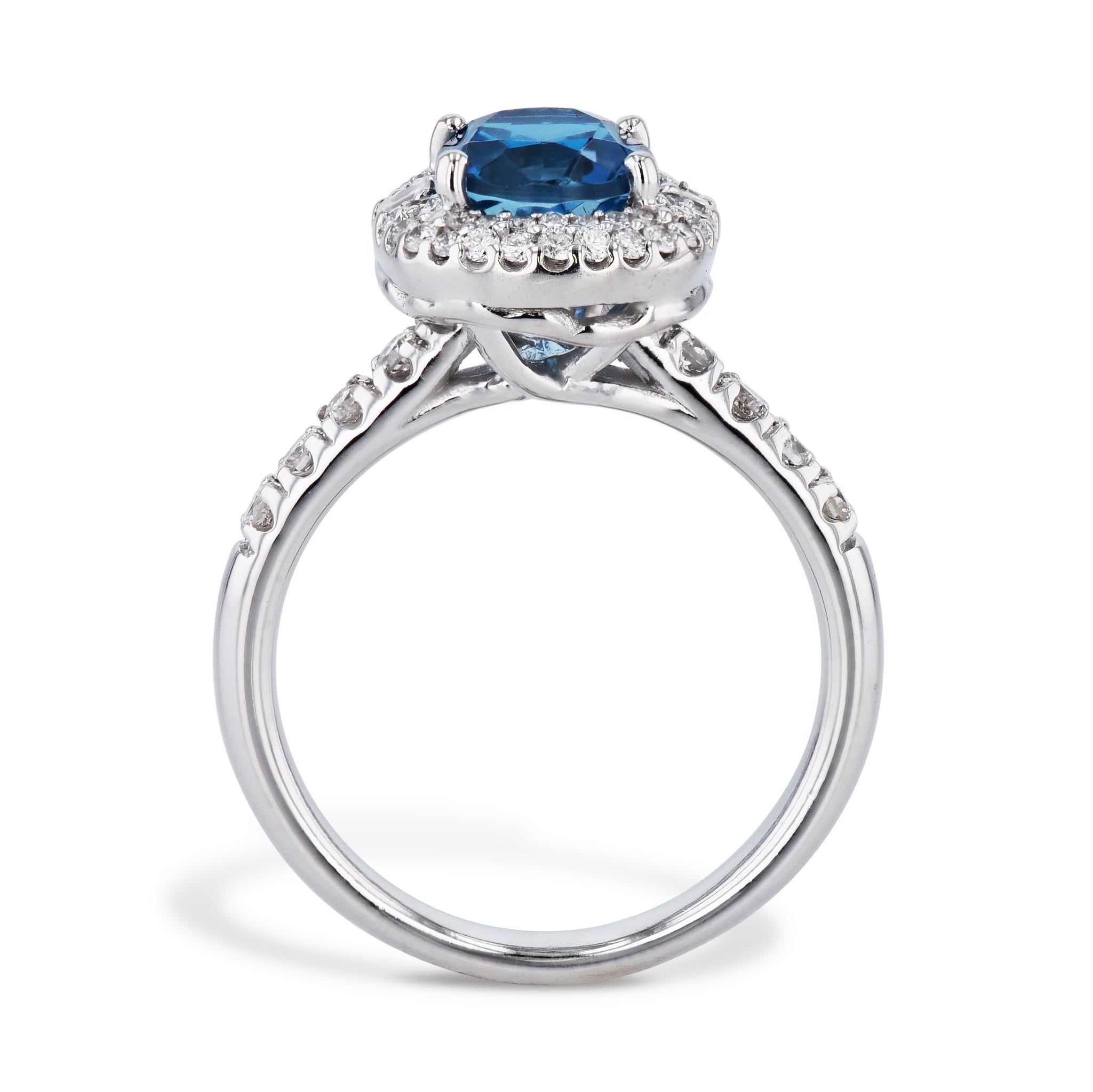 Oval Cut London Blue Topaz Diamond Estate Ring For Sale