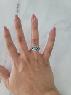 London Blue Topaz Diamond Ring 14k White Gold
