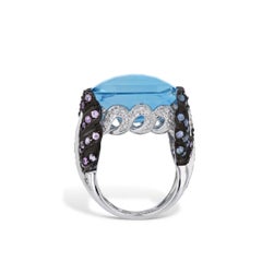 London Blue Topaz Diamond Sapphire Estate Ring