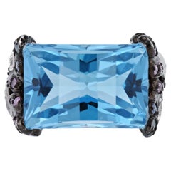 London Blue Topaz Diamond Sapphire Estate Ring