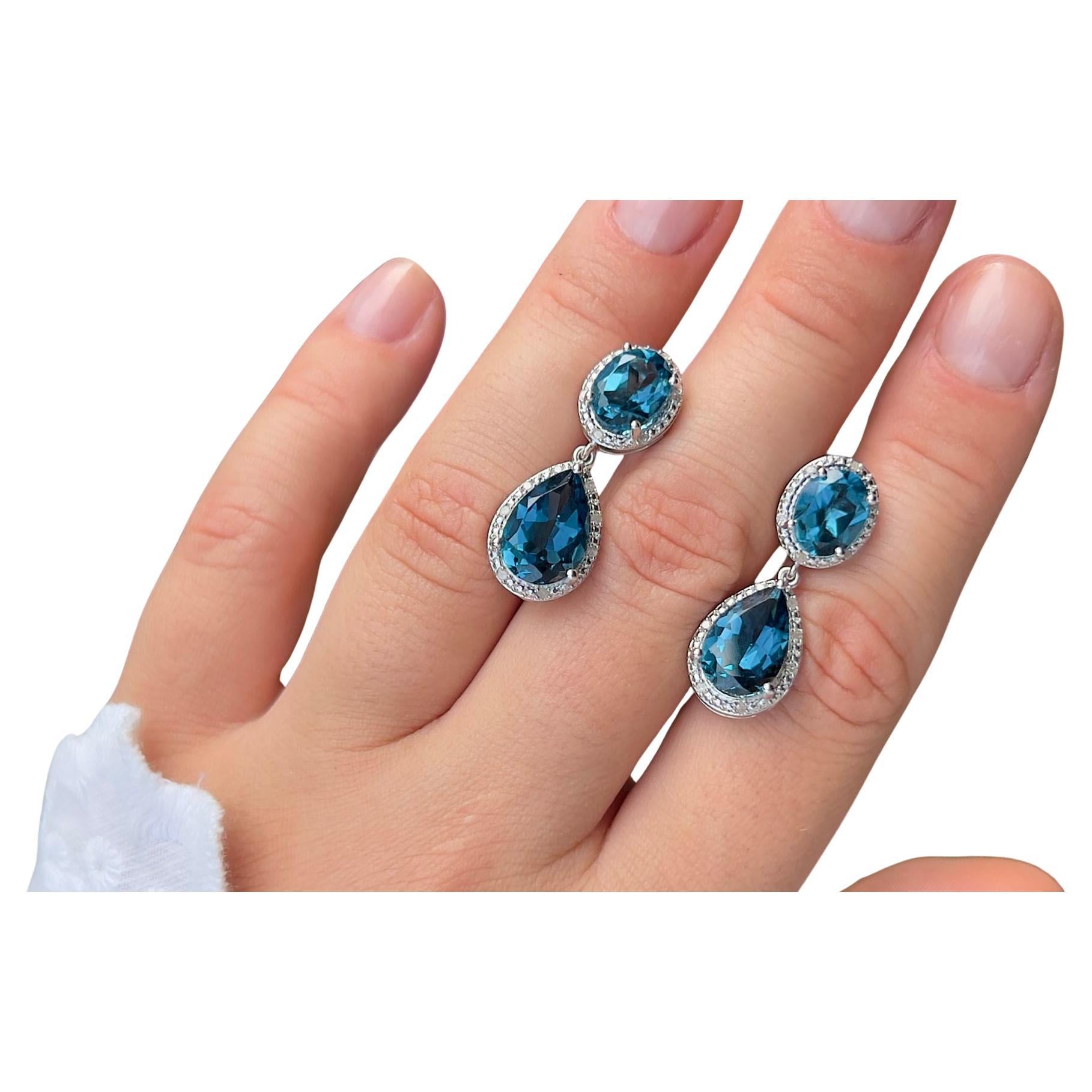 Orecchini London Blue Topaz con diamanti 11,45 carati totali