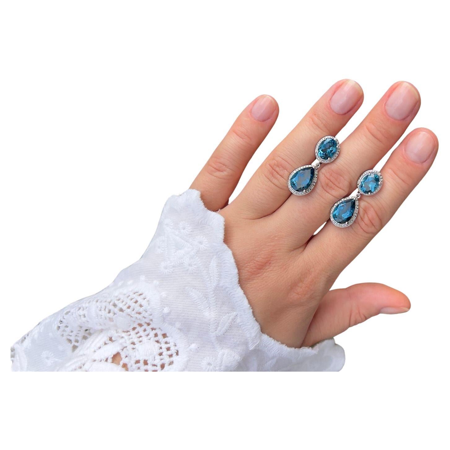 Orecchini London Blue Topaz con diamanti 11,45 carati totali