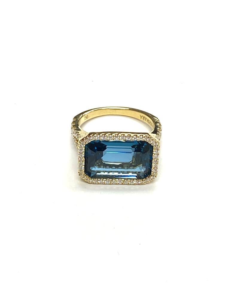 london blue topaz emerald cut ring