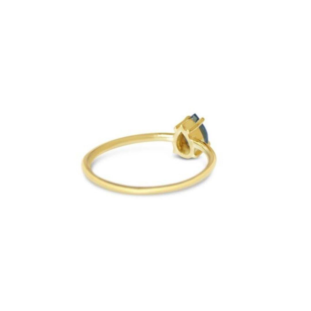Artisan London Blue Topaz Gold Ring, Birthstone Ring, Engagement Ring, Teardrop Topaz For Sale