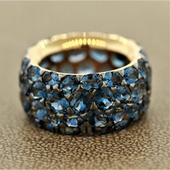 London Blue Topaz Gold Wide Eternity Band Ring