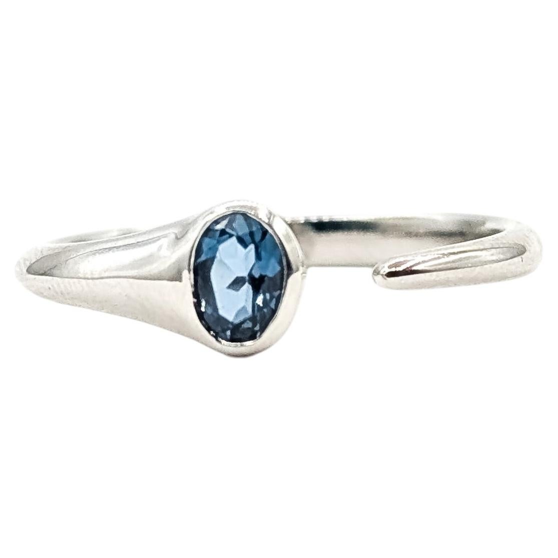 London Blue Topaz Open Ring in 10k White Gold