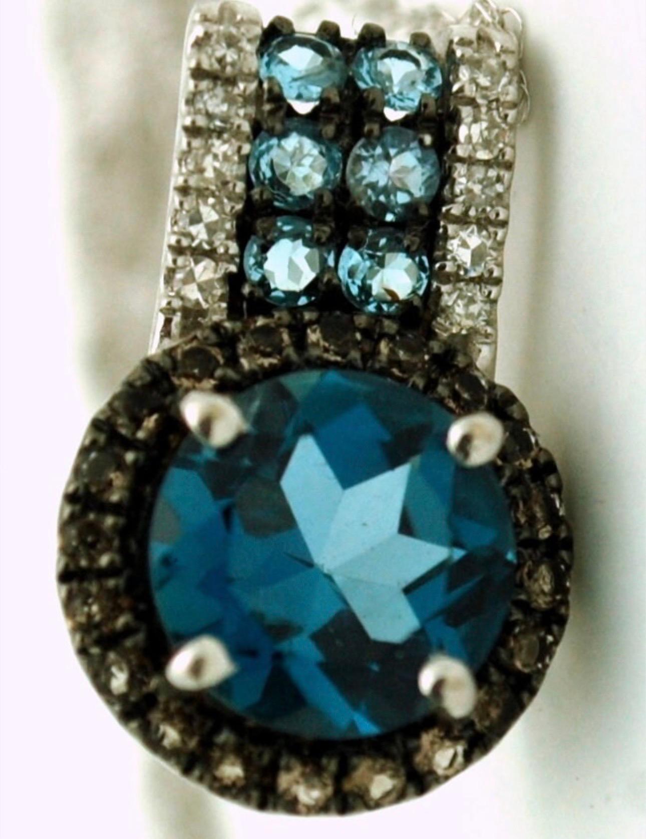 London Blue topaz pendant necklace 14KT gold 18
