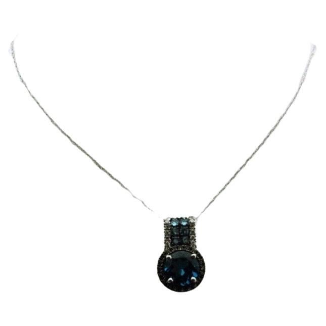 London Blue topaz pendant necklace 14KT gold 18"