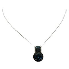 London Blue topaz pendant necklace 14KT gold 18"