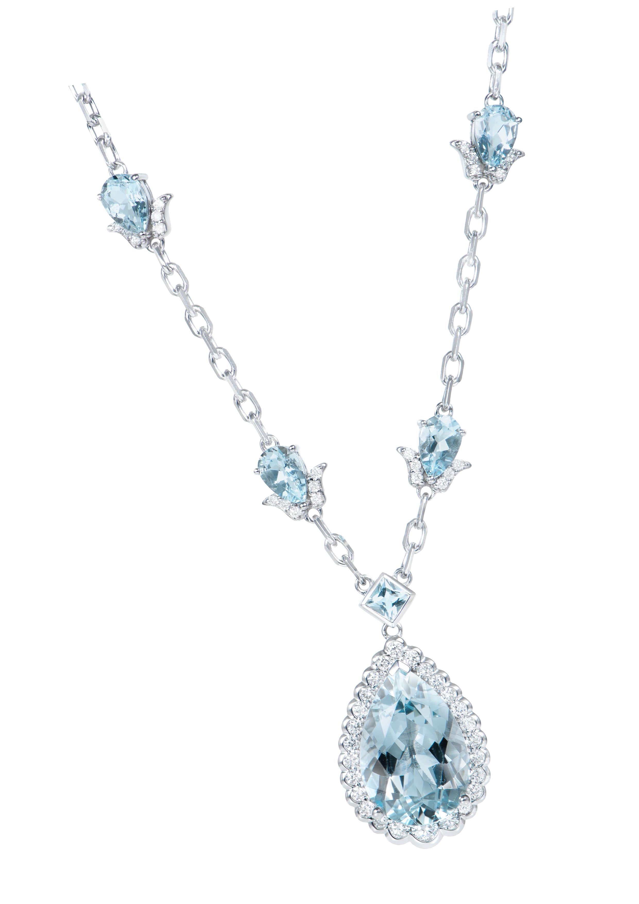 An exclusive collection of designer and unique Pendant by Sunita Nahata Fine Design.
Accented with diamonds these Pendants are made in White gold and present a classic yet elegant look. 

Aquamarine Pendant with White Diamond in 18 Karat White