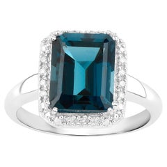 Bague London Blue Topaz Halo 3,89 carats