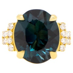 Bague London Bague en or jaune 18 carats avec topaze bleue sertie de diamants de 4,7 carats