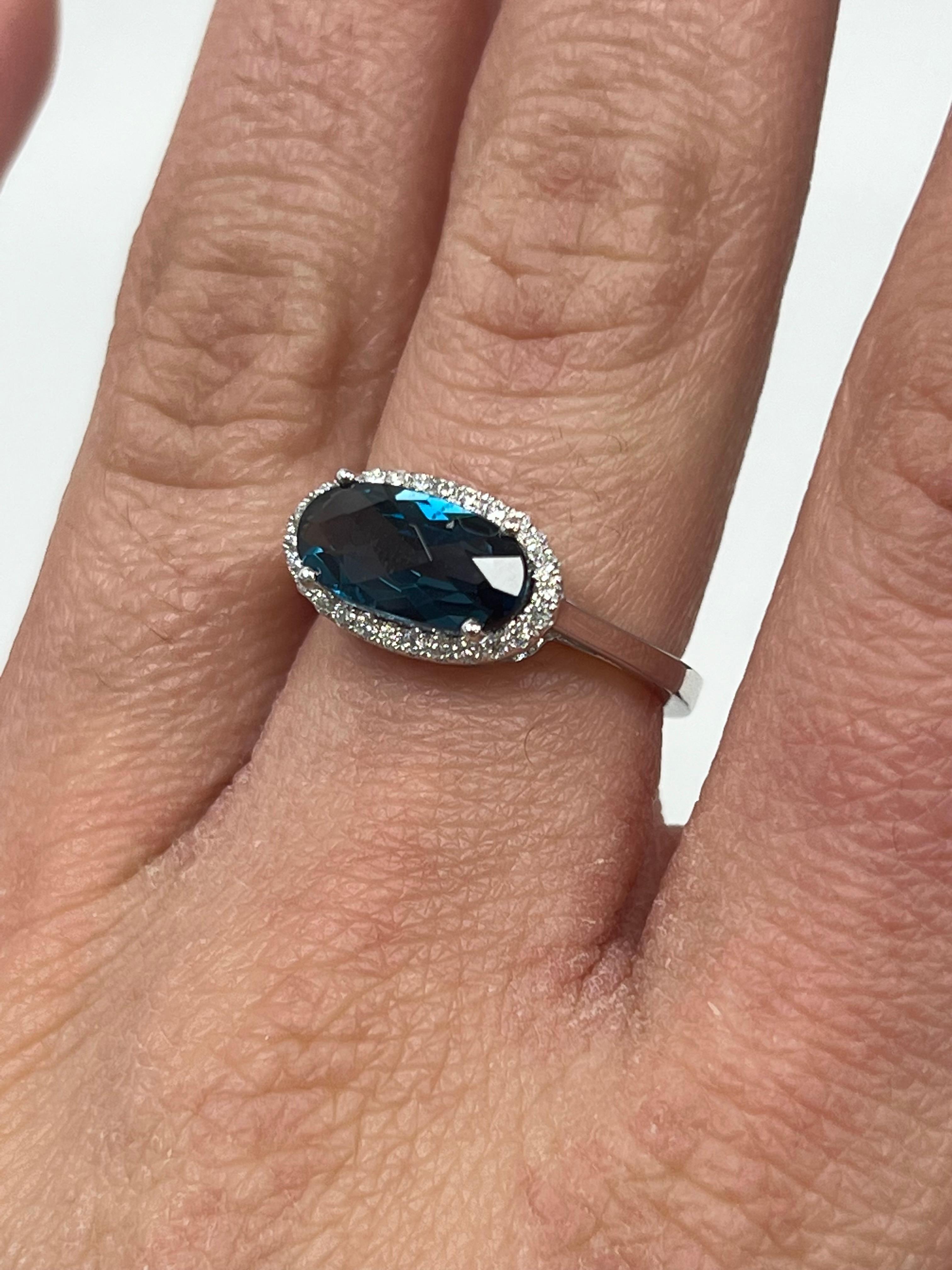 Emerald Cut London Blue Topaz Ring For Sale