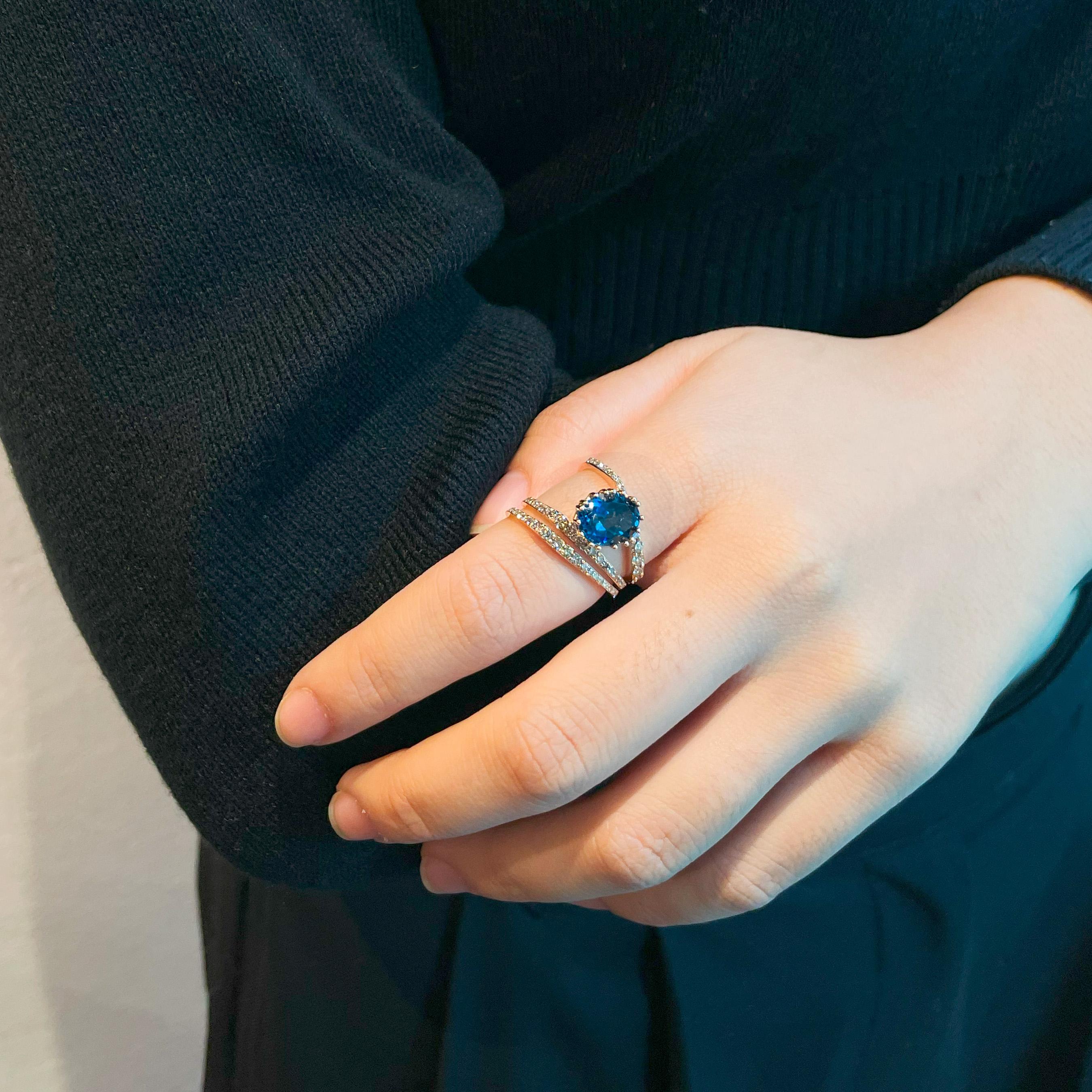 For Sale:  London Blue Topaz ring of SOONHEE (Size 44.2~62.7) 9