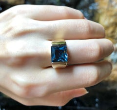 London Blue Topaz Ring Set in 18 Karat Gold Settings